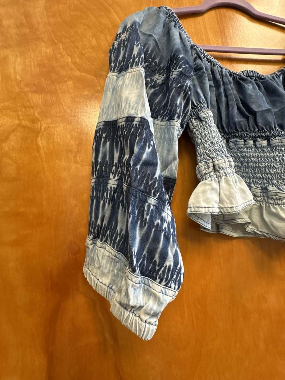 Pilcro Anthropologie Smocked Chambray Off-The-Shoulder Peasant Top - Picture 3 of 6